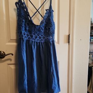 Blue Lace Strappy Dress/ Tank Top